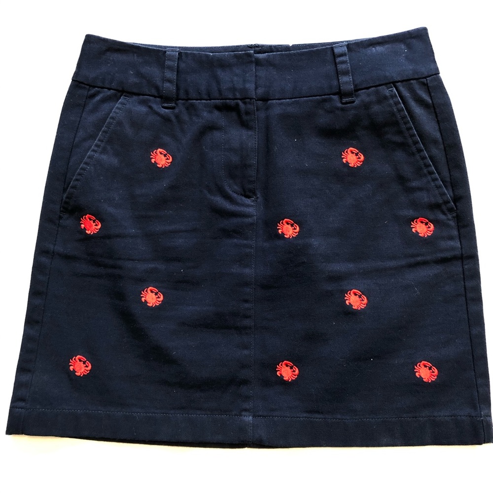 Navy Blue Mini Skirt with Red Accents